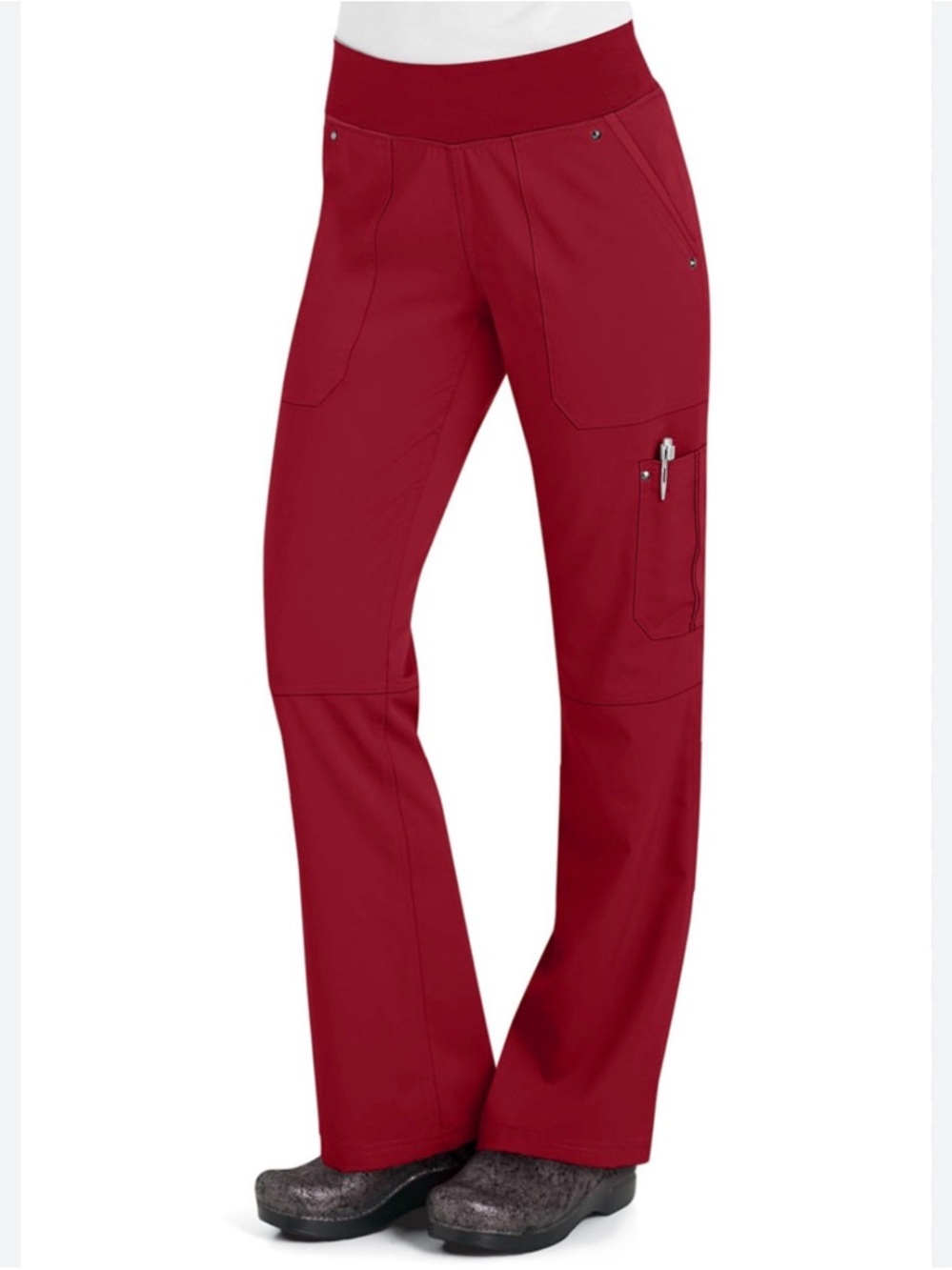 Healing Hands Purple Label Yoga Scrub Pants “Tory” in Red